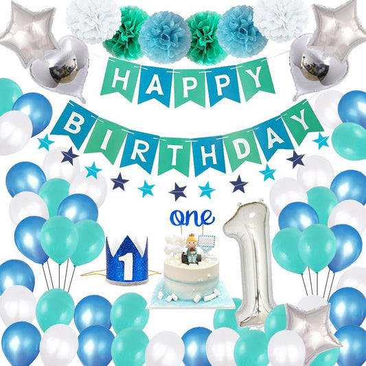 28pcs 1st Birthday Balloons Blue Party Decorations