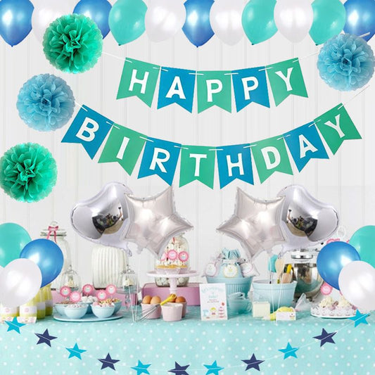 28pcs 1st Birthday Balloons Blue Party Decorations