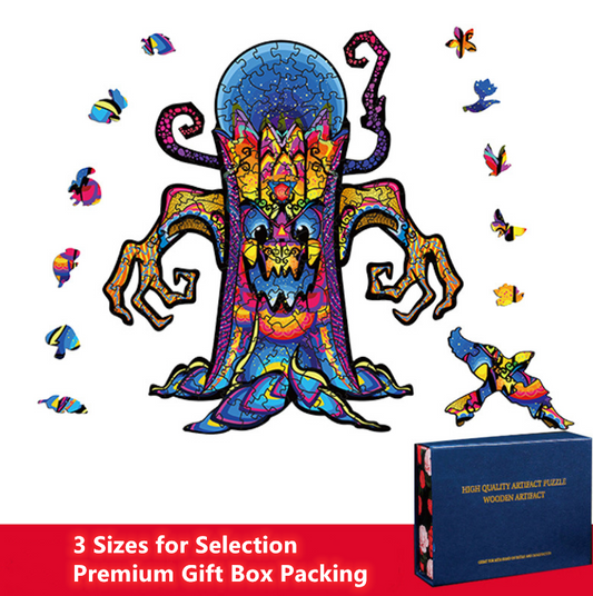 Tree Monster Jigsaw Puzzles - Unique Shaped Halloween Wooden Puzzles