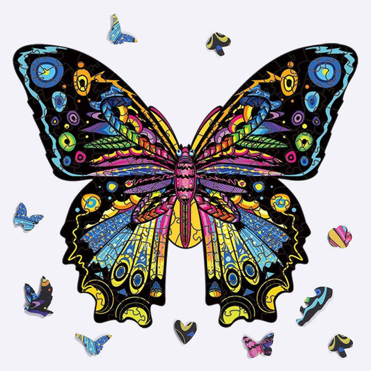 Colorful Butterfly Jigsaw Puzzles Magic Unique Animal Shaped Wooden Puzzles