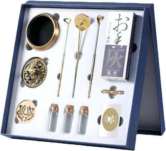 Agarwood Chinese Brass Incense Burner Set Powder Making Kit