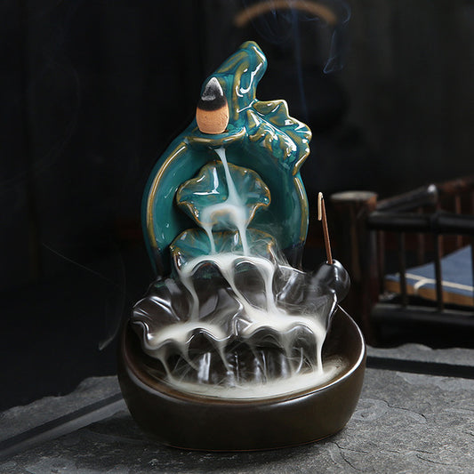 Mystic Blue with Black Lotus Backflow Incense Burner