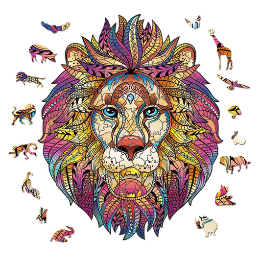 Lion Head Jigsaw Puzzles - Unique Shaped Wooden Puzzles