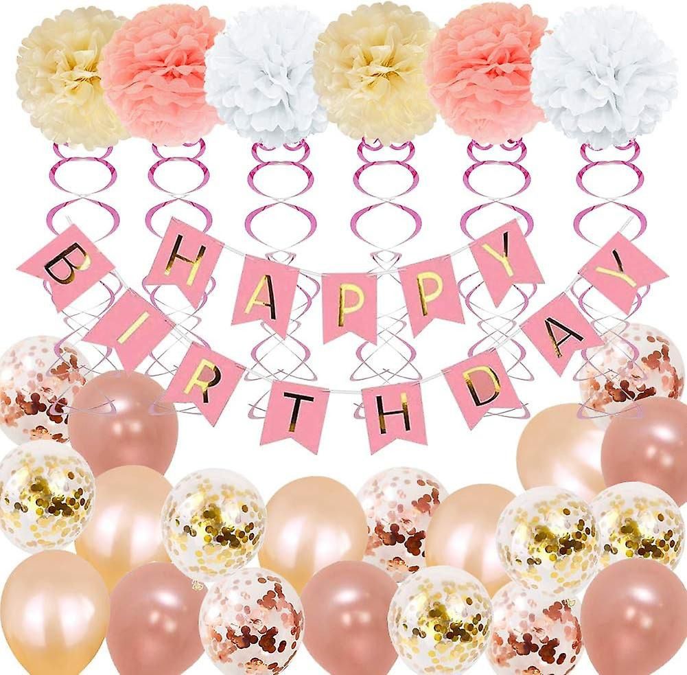 39pcs Rose Gold Champagne Birthday Balloons Party Decorations