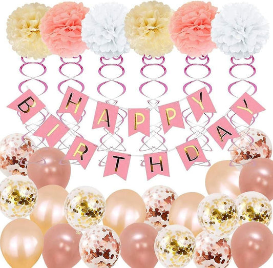 39pcs Rose Gold Champagne Birthday Balloons Party Decorations