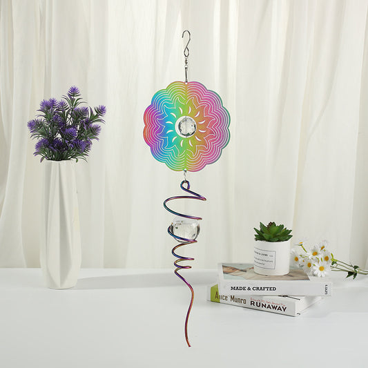 Rainbow Gradient Color Sun Spiral Twister Wind Spiner