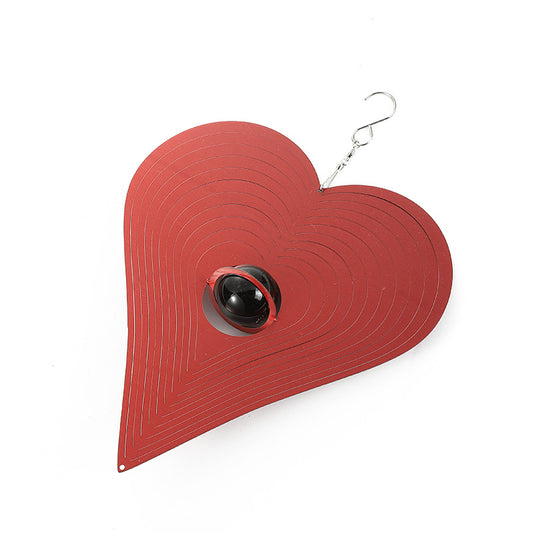Hanging Heart Wind Spinner Red Heart Shape Reflective Garden Spinners
