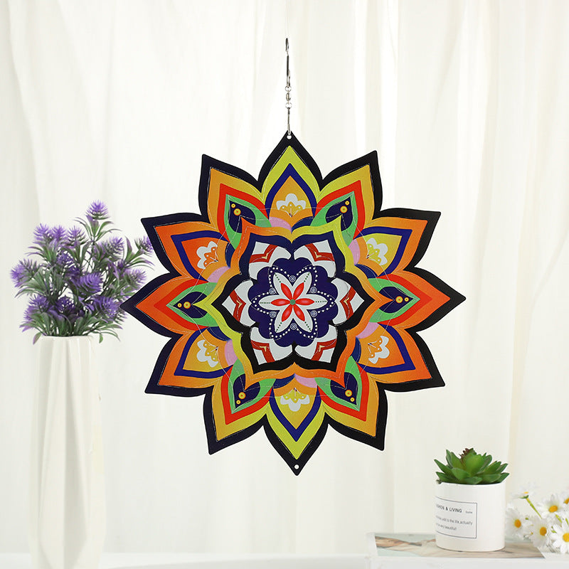 Flower Wind Spinner Hanging Yellow Red Petal Floral Reflective Garden Spinners