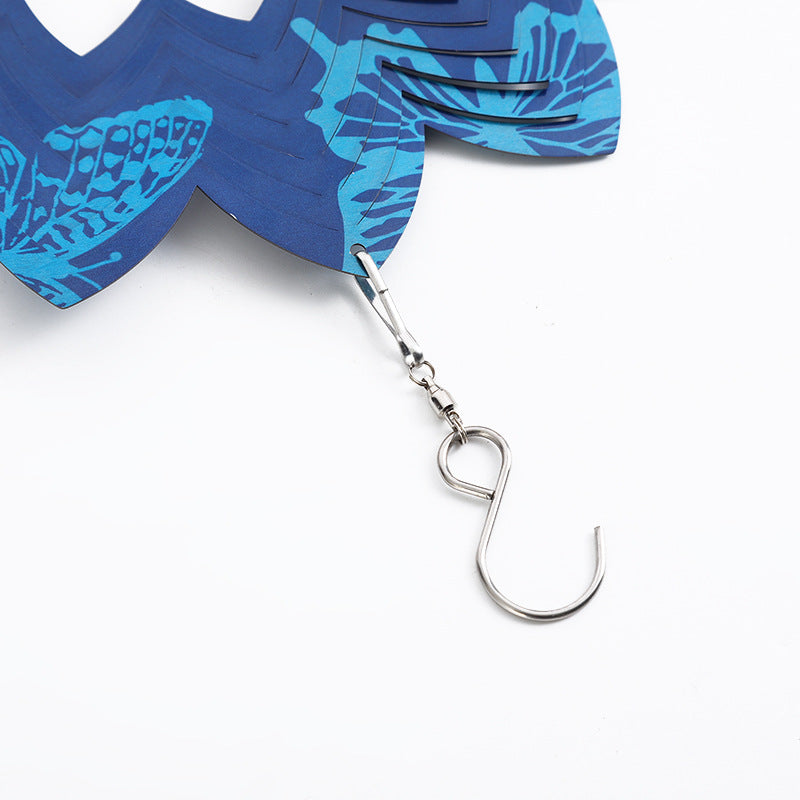 Colorful Butterfly Blue Triangle Circle Framed Hanging Reflective Wind Spinner