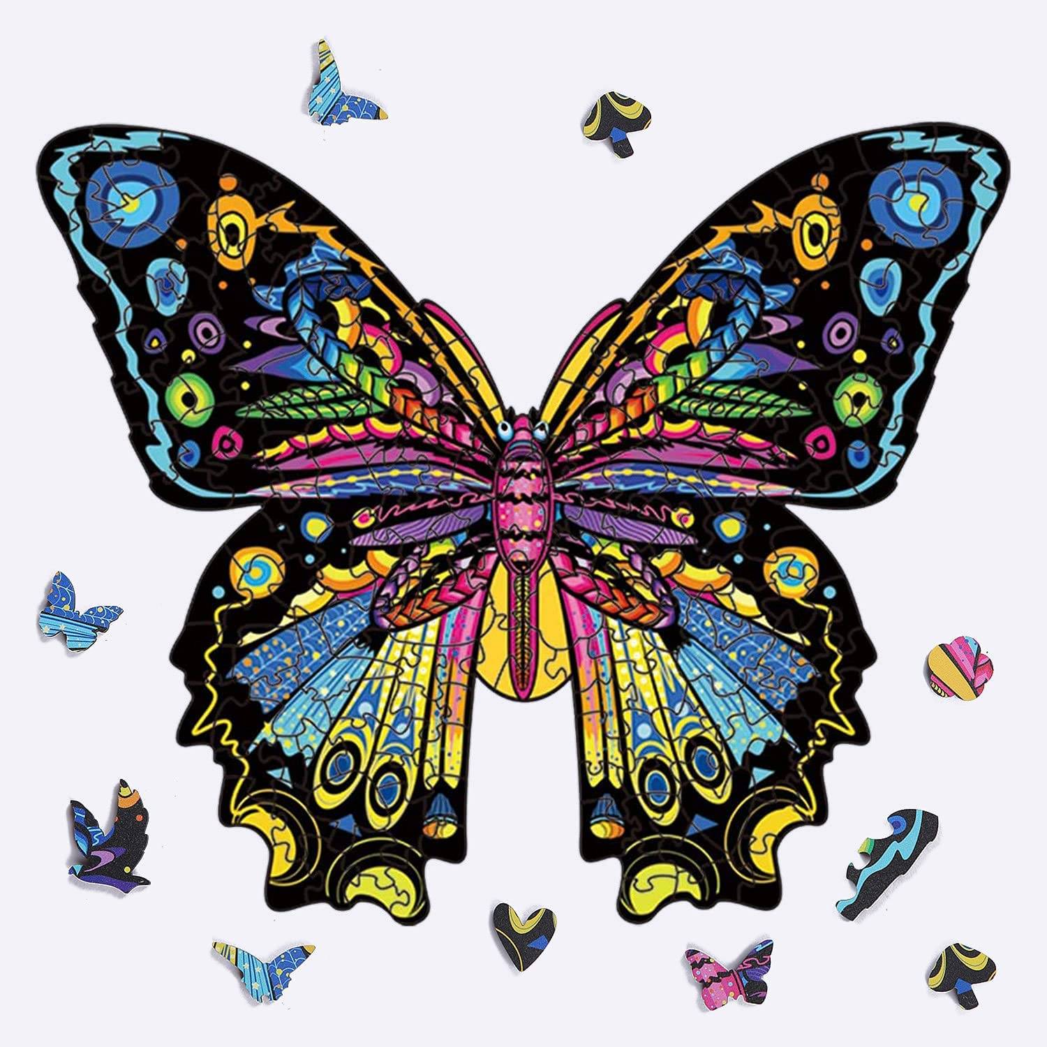 Colorful Butterfly Jigsaw Puzzles Magic Unique Animal Shaped Wooden Puzzles