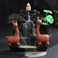 Cute Double Swan Double Deer Ceramics Waterfall Incense Burner for Modern Home Decor
