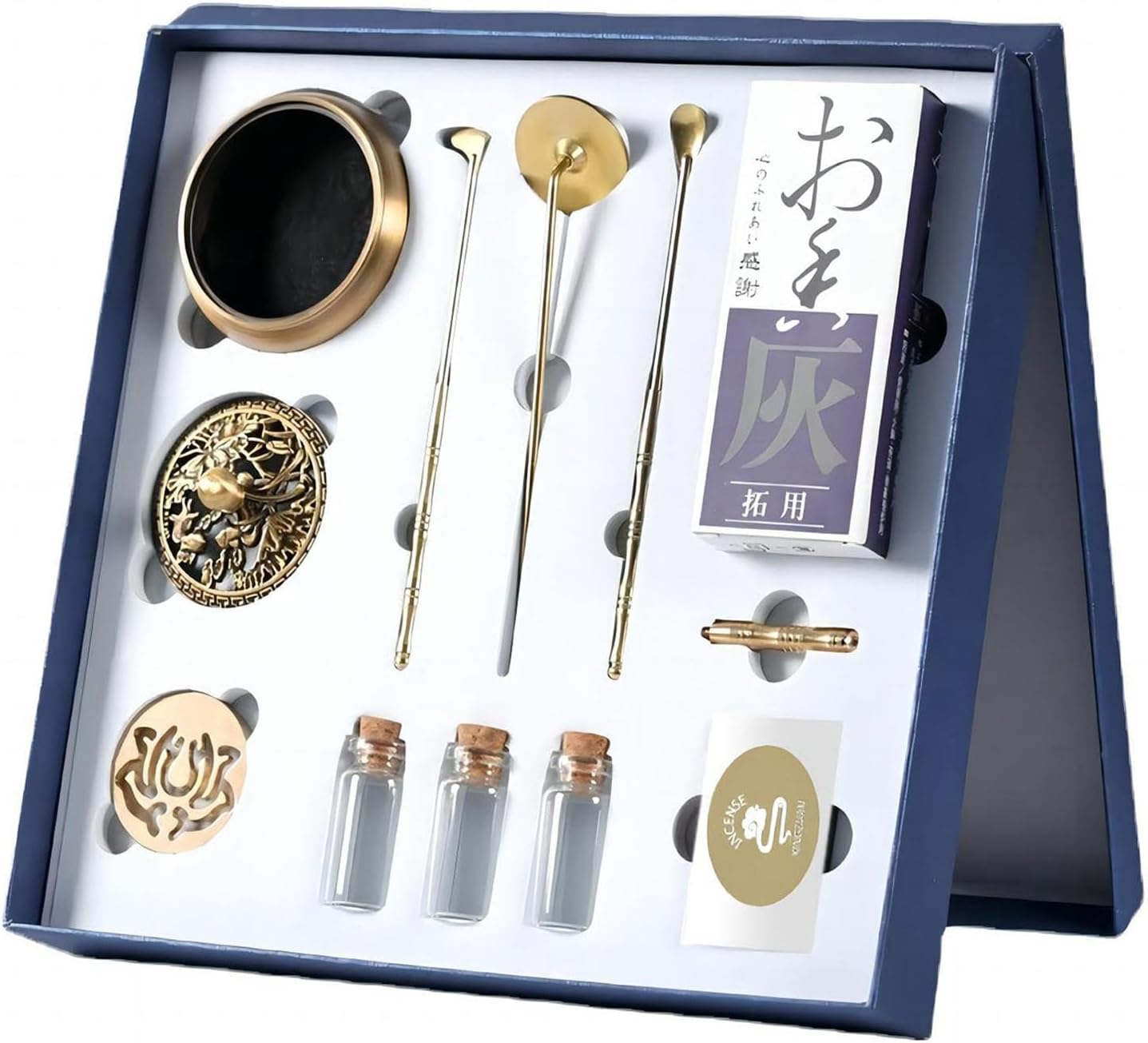 Agarwood Chinese Brass Incense Burner Set Powder Making Kit