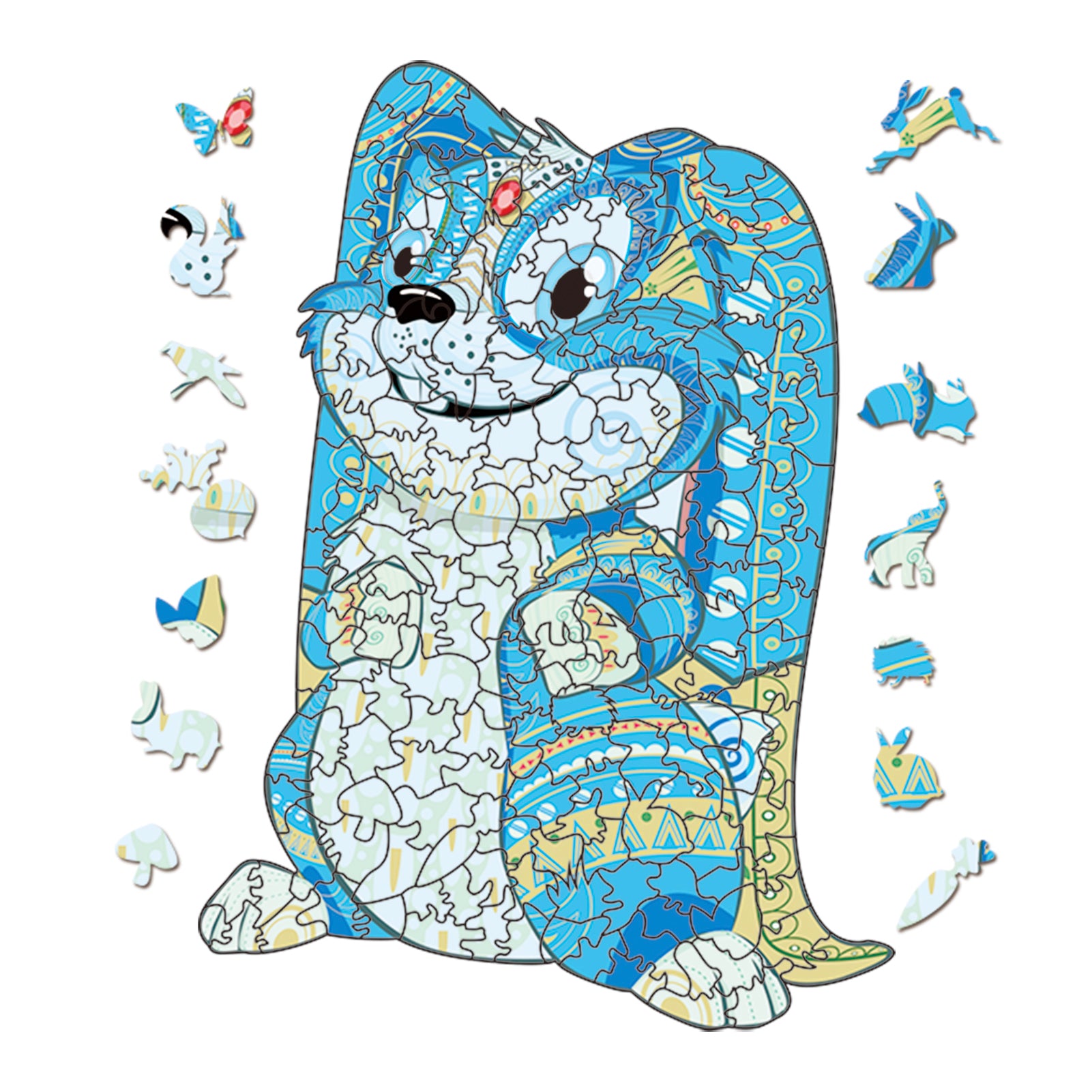 Blue Lop Eared Rabbit Jigsaw Puzzles - Unique Shaped Wooden Puzzles