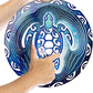 Tribal Navy Blue Sea Turtle Wind Spinner Kinetic 3D Metal Decorative Outdoor Garden Yard