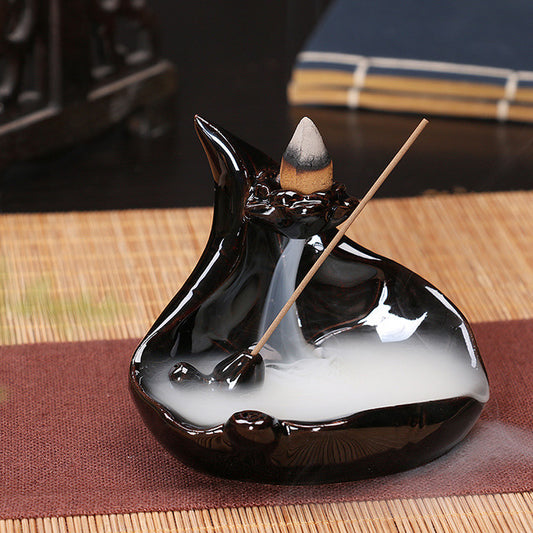 Black Porcelain Waterfall Smoke Backflow Incense Burner