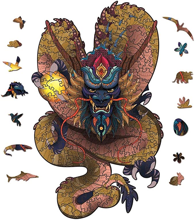 Yellow Dragon Jigsaw Puzzles - Unique Shaped Wooden Puzzles