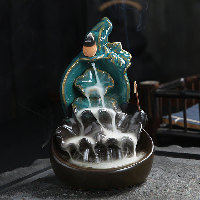 Mystic Blue with Black Lotus Backflow Incense Burner