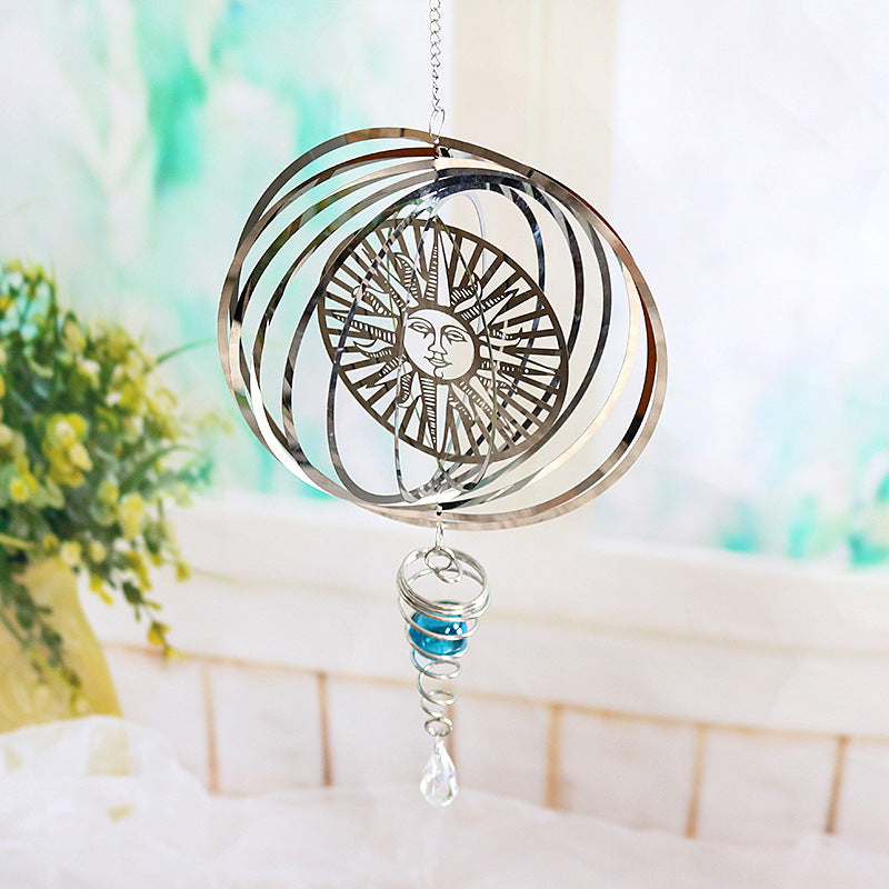 Tarot Sun And Moon Wind Spinner Hanging Spiral Reflective Garden Spinner