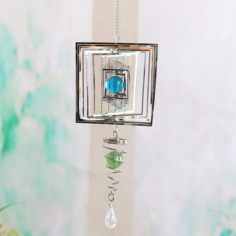 Square Reflective Wind Spinner Spiral Garden Spinner