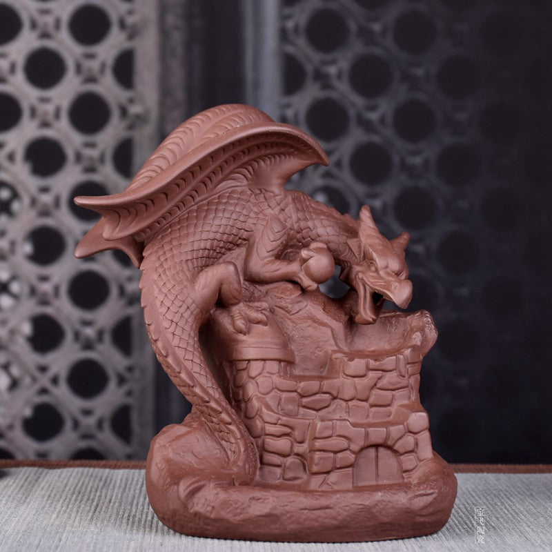 Purple Clay Creeping Mountain Smoke Breathing Dragon Incense Burner