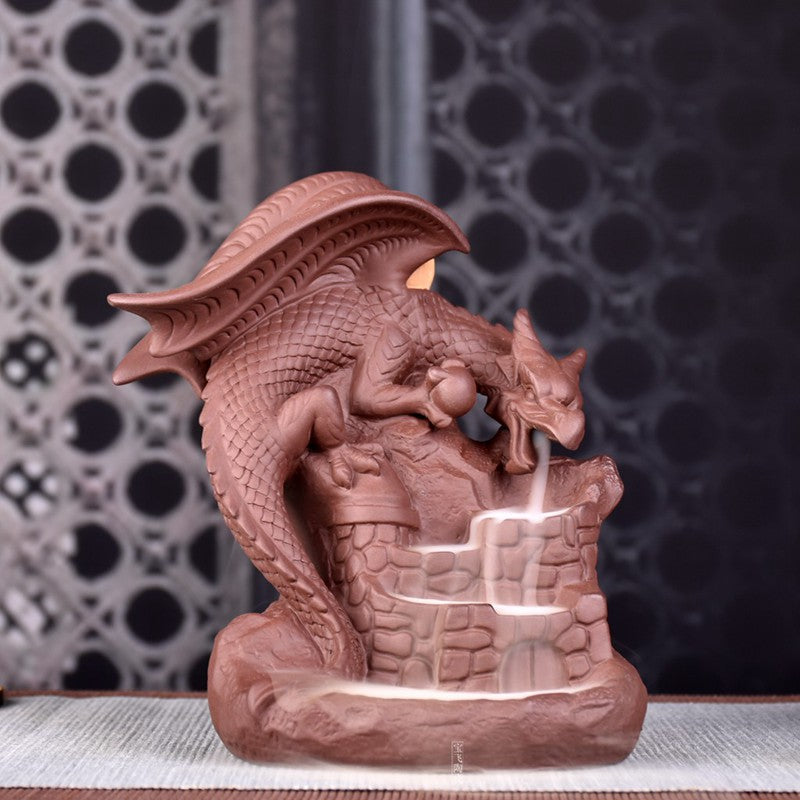Purple Clay Creeping Mountain Smoke Breathing Dragon Incense Burner