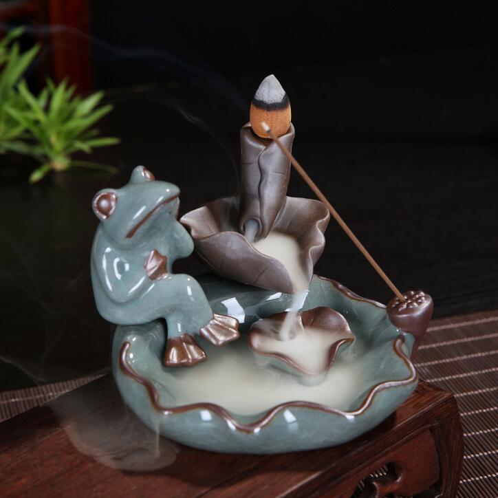 Turquoise Lake River Leisurely Frog Backflow Incense Burner